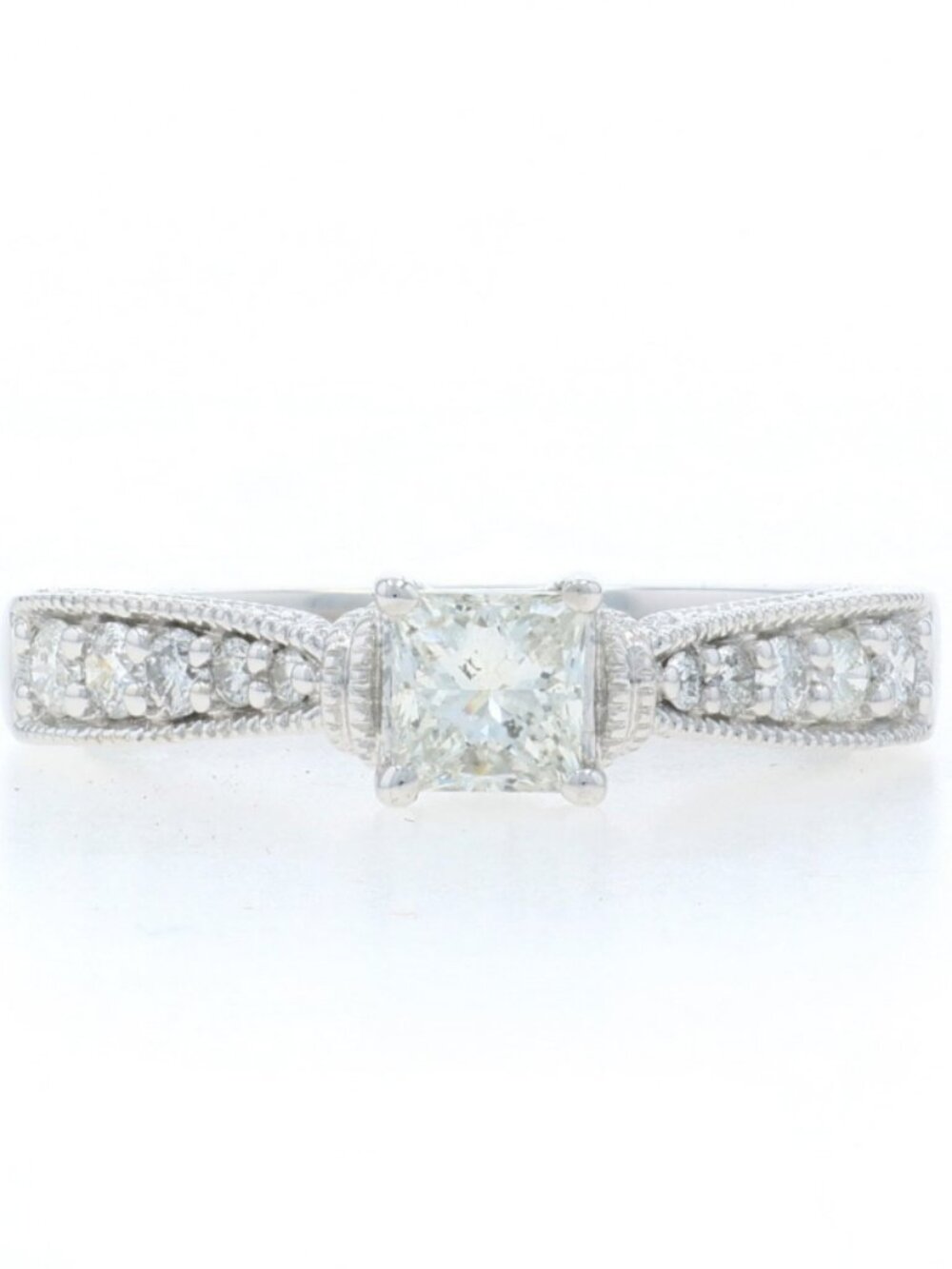 White Gold Diamond Engagement Ring - 14k Princess .75ctw